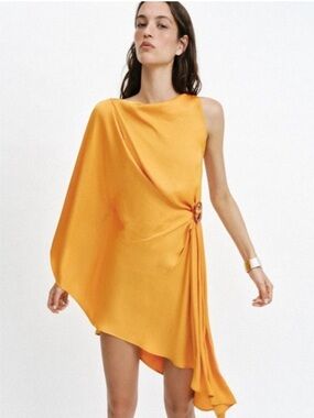 NWT Zara Woman Bloggers Fav ASYMMETRIC BUCKLE DRESS Size XS